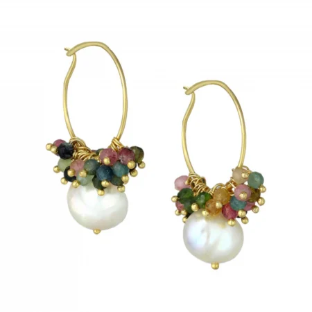 Mystic Swing silver earrings with precious and semi-precious stones