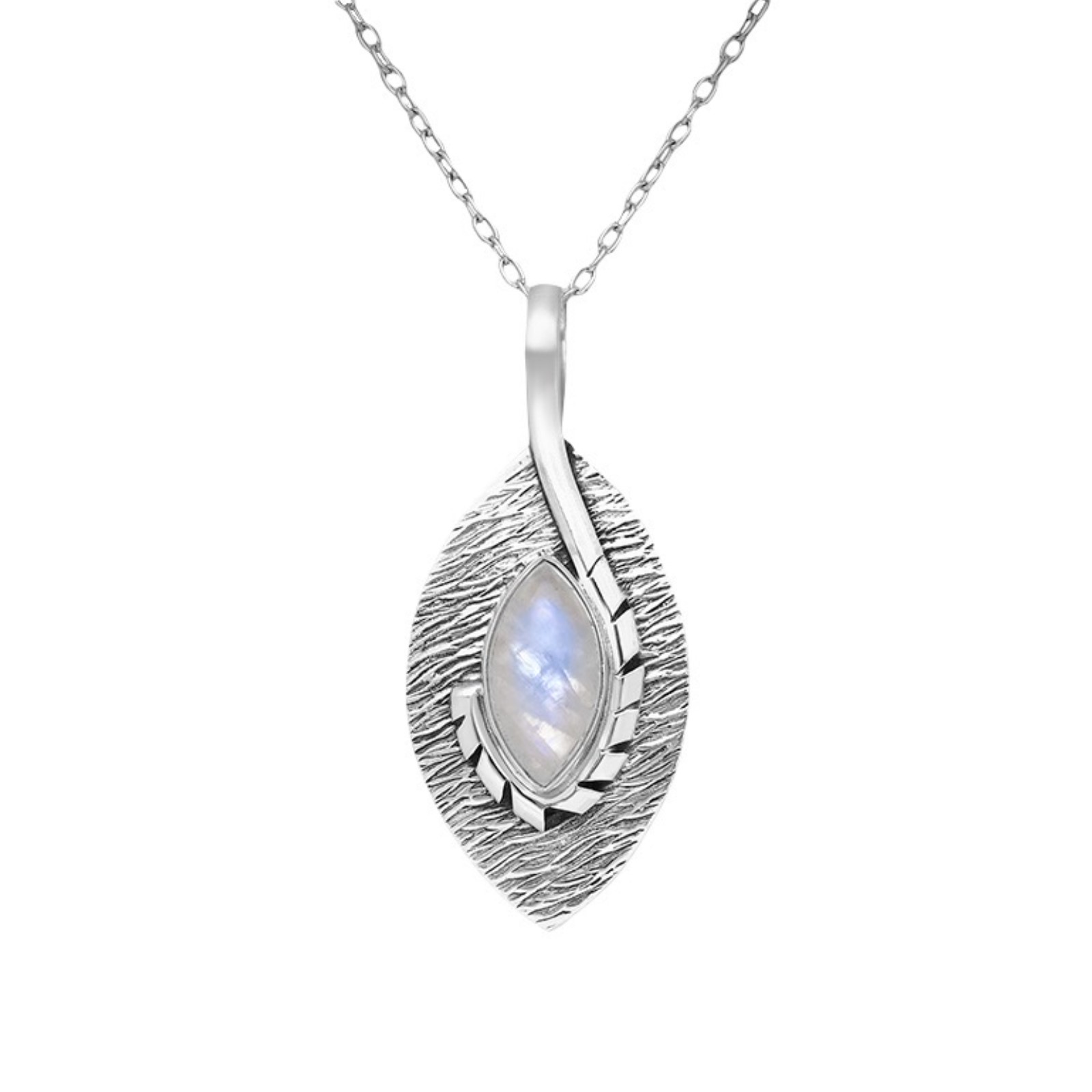 vintage leaf model pendant with moonstone in 925 silver