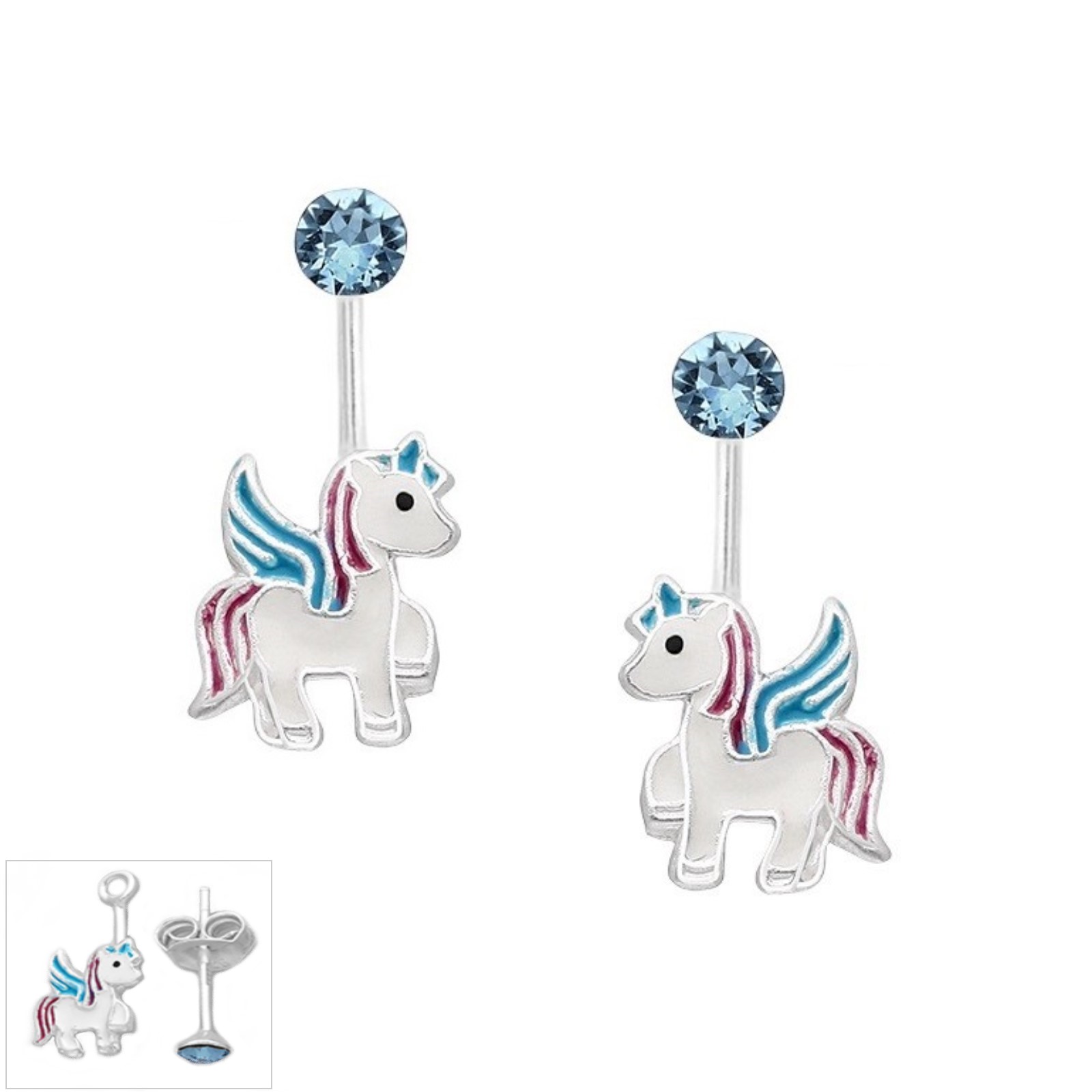 unicorn earrings with 925 silver stones