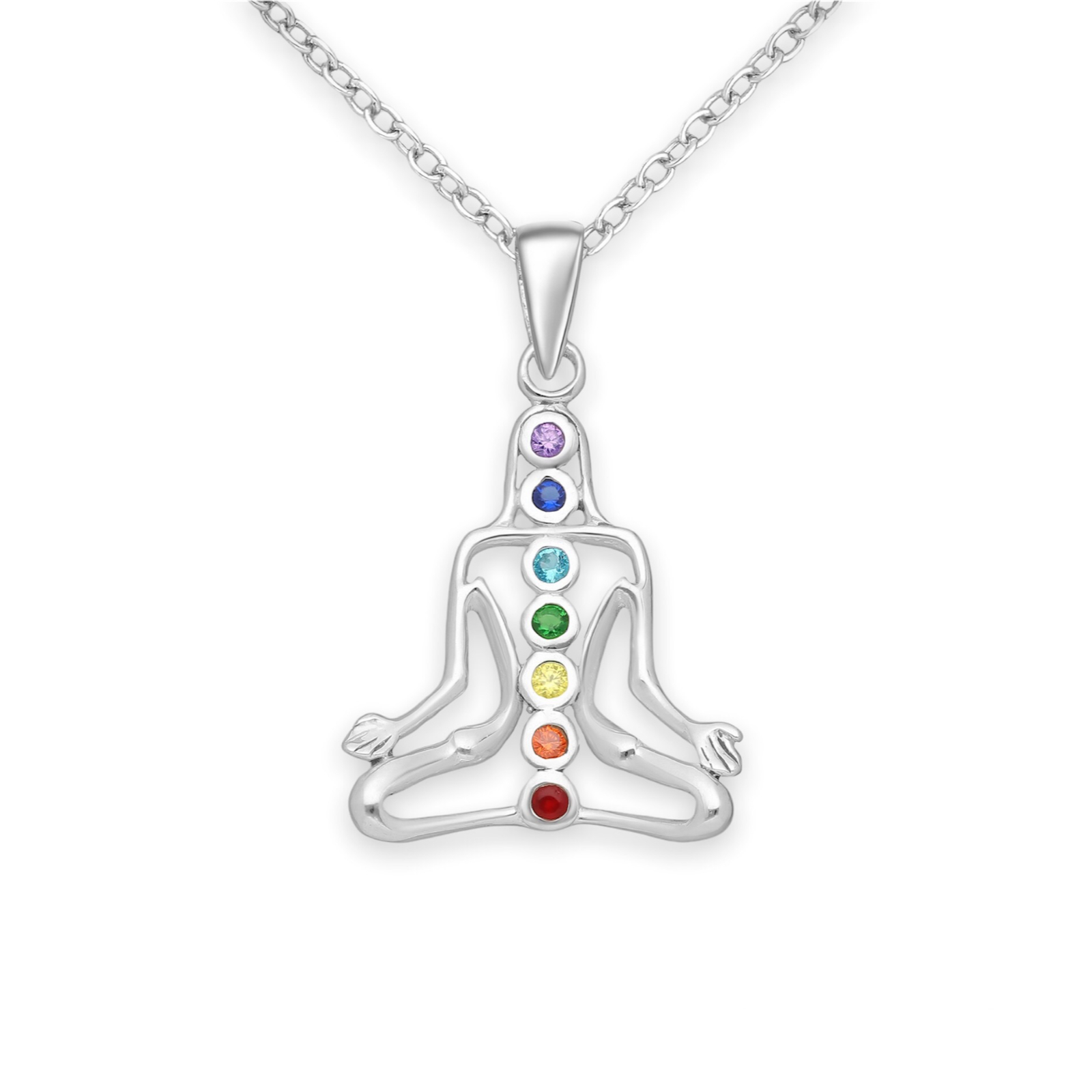 chakra pendant in silver with semi-precious stones