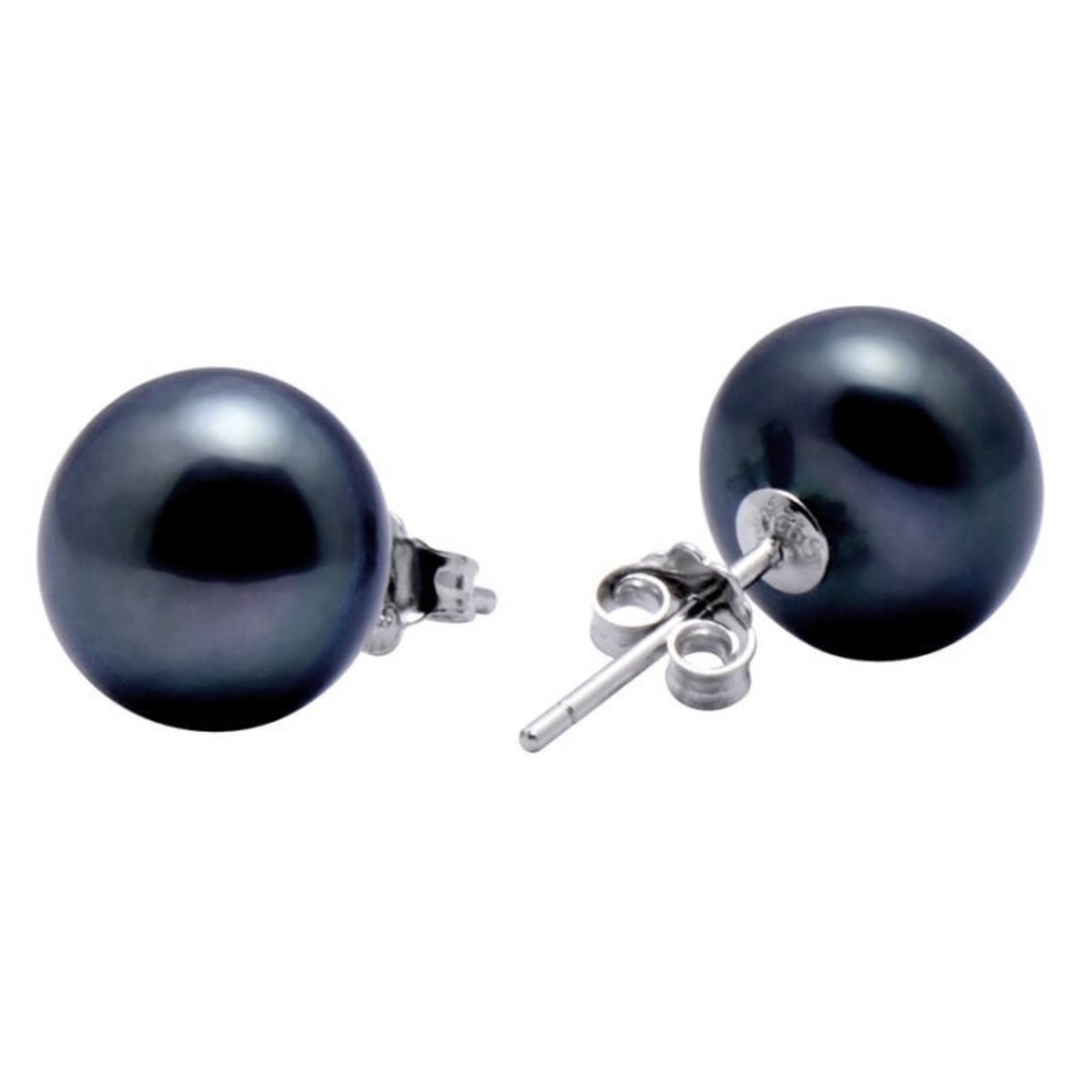 silver earrings with black cultured pearls