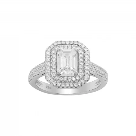 Engagement ring with cubic zirconia stones in 925 silver