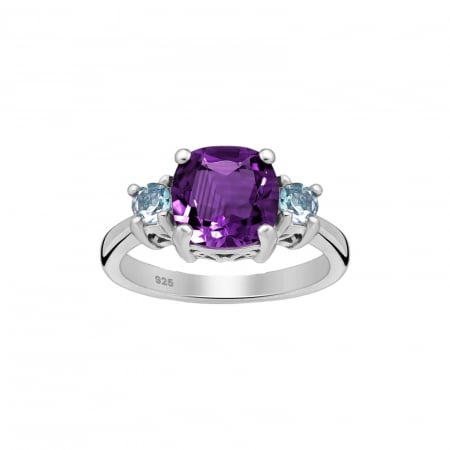 Amethyst and topaz engagement ring in 925 silver