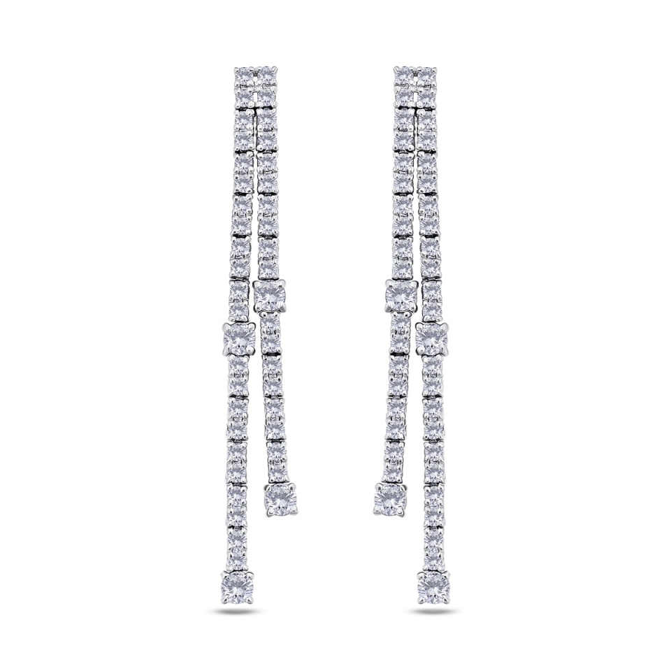 long gold earrings with diamonds