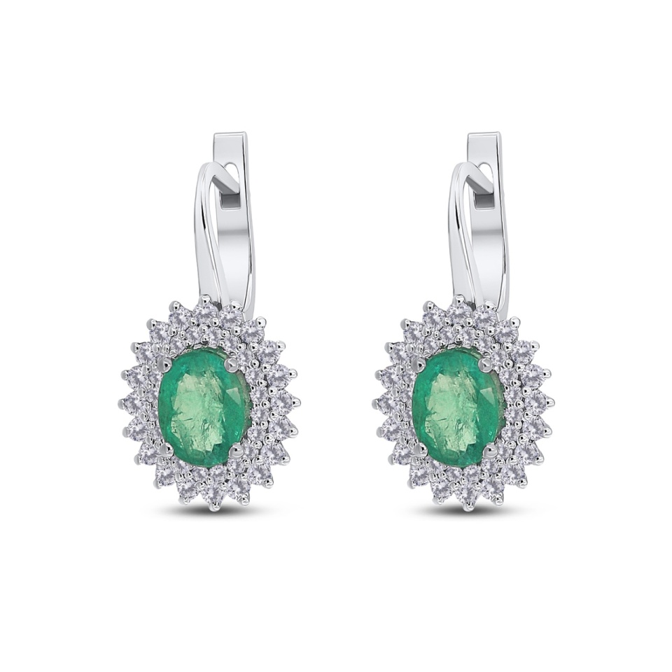 gold earrings with natural emeralds