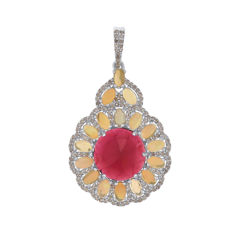 silver pendant with diamonds