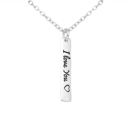 Engraved silver pendant: I love you