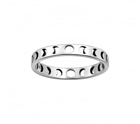 silver ring with moon phases