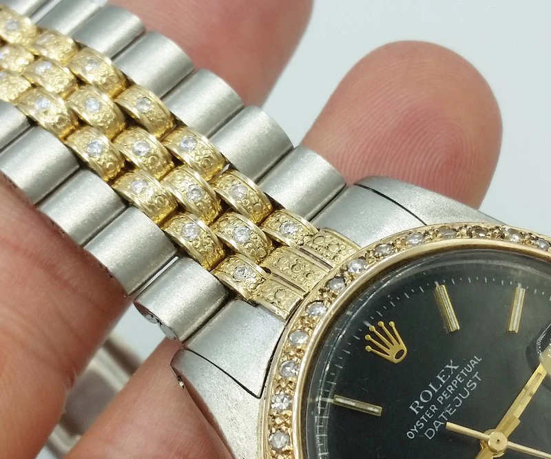 rolex oyster datejust watch and its diamond setting