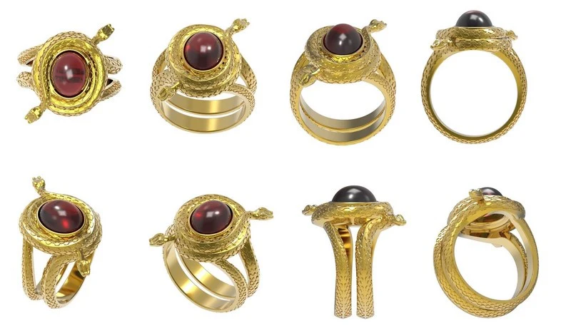 3D modeling snake ring for men in gold