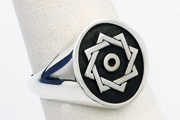 Jewish star of David ring in silver