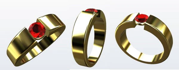 modern ruby ring in yellow gold