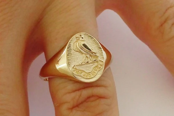 ring with engraved gold eagle