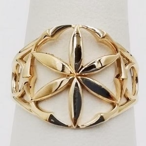 Large flower of life ring in gold