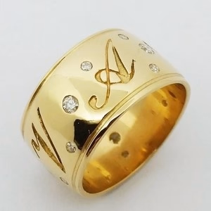 large gold initial ring