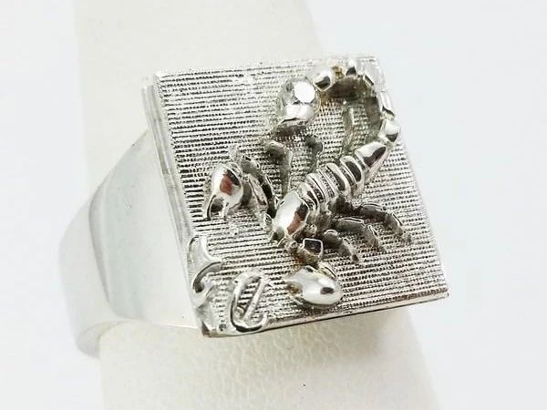 women's large signet ring in 18k white gold