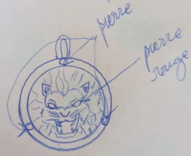 sketch of the lion pendant for a solid gold creation