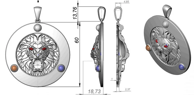 designing a custom made gold lion head pendant for men