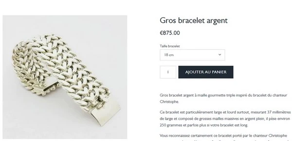 Silver bracelet from singer Christophe
