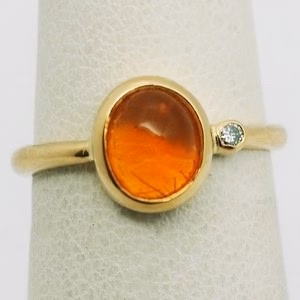 gold ring with fire opal from Mexico