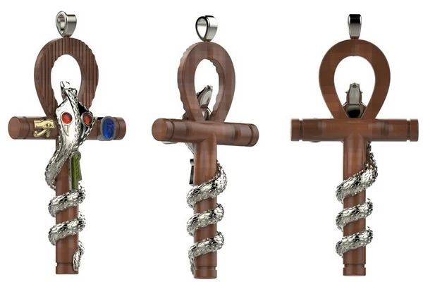 Egyptian cross of life pendant seen through digital modeling