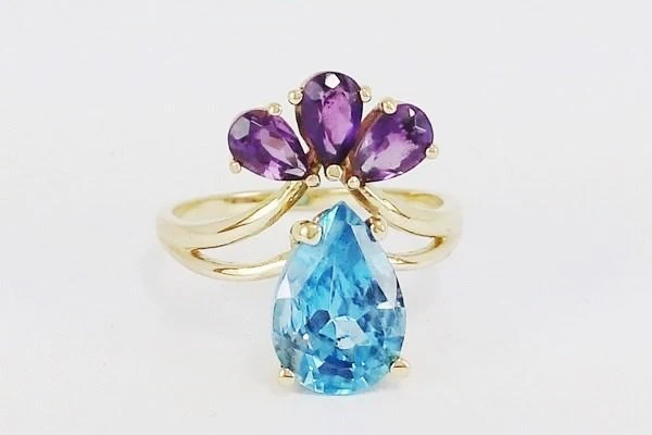 engagement ring with topaz and amethyst