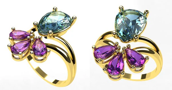 engagement ring with topaz and amethyst