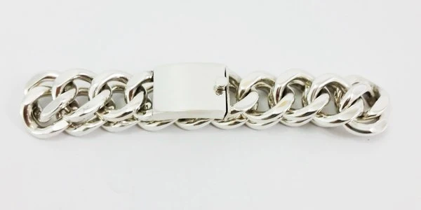 Silver men's bracelet with large curb chain links