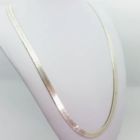 flat link silver necklace for women