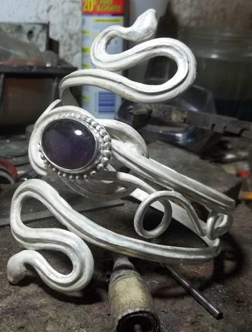 the amethyst stone integrated into the bracelet