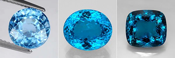 blue topaz: comparison of shades of blue